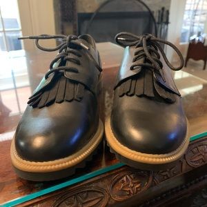 Clarks Somerset Griffin Mabel Oxford Black Leather Flats Womens US 8 M